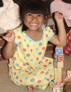 Building a block tower all by herself!!