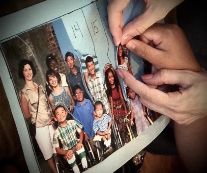 The kids working on the family puzzle during one of our recent trips to China for a new sibling.